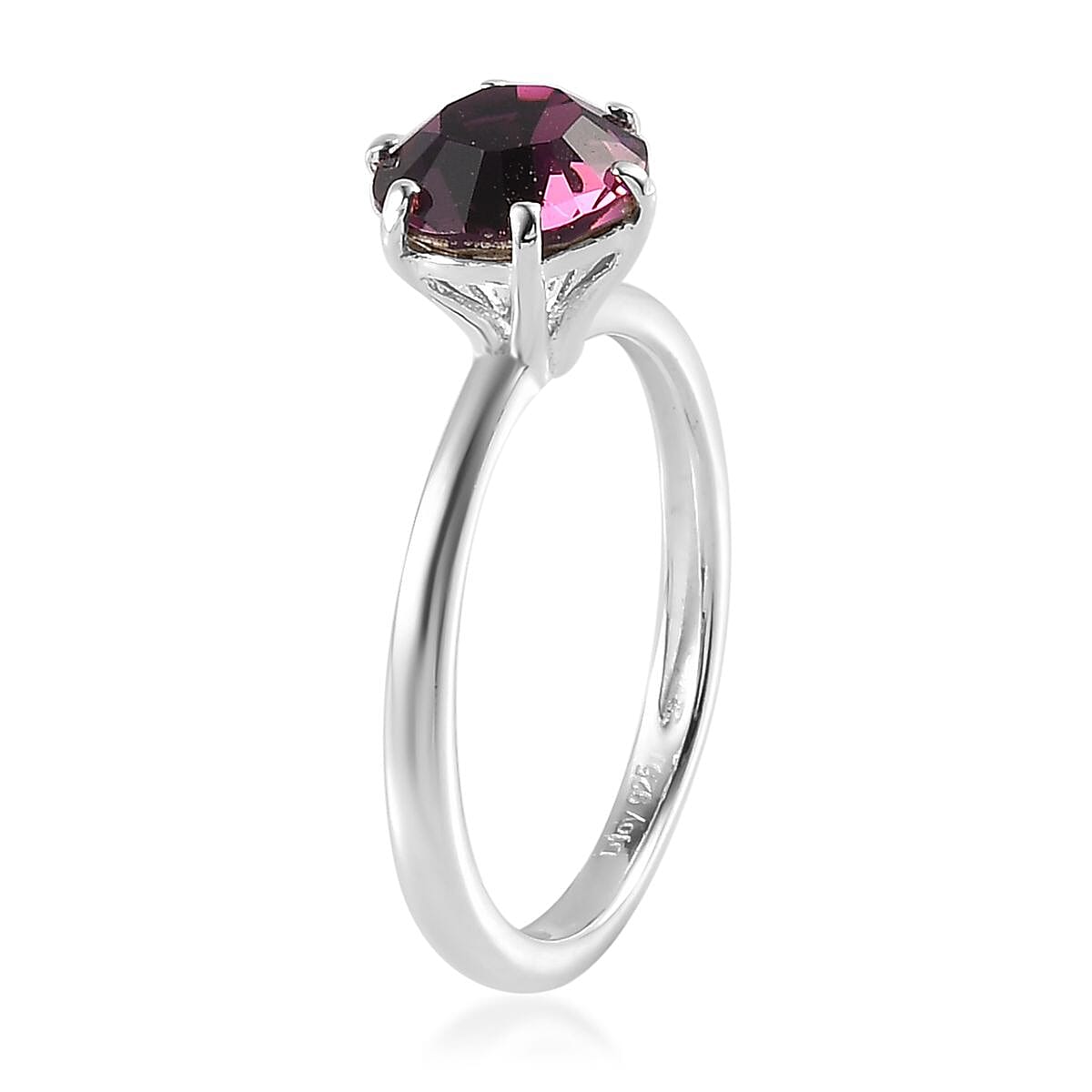 Designer Premium Foilback Amethyst Color Austrian Crystal Solitaire Ring (Size 5.00) and Pendant in Sterling Silver