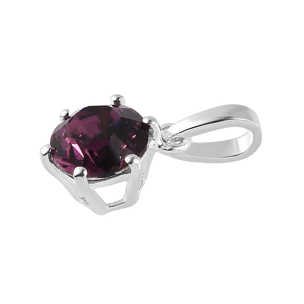 Designer Premium Foilback Amethyst Color Austrian Crystal Solitaire Ring (Size 5.00) and Pendant in Sterling Silver