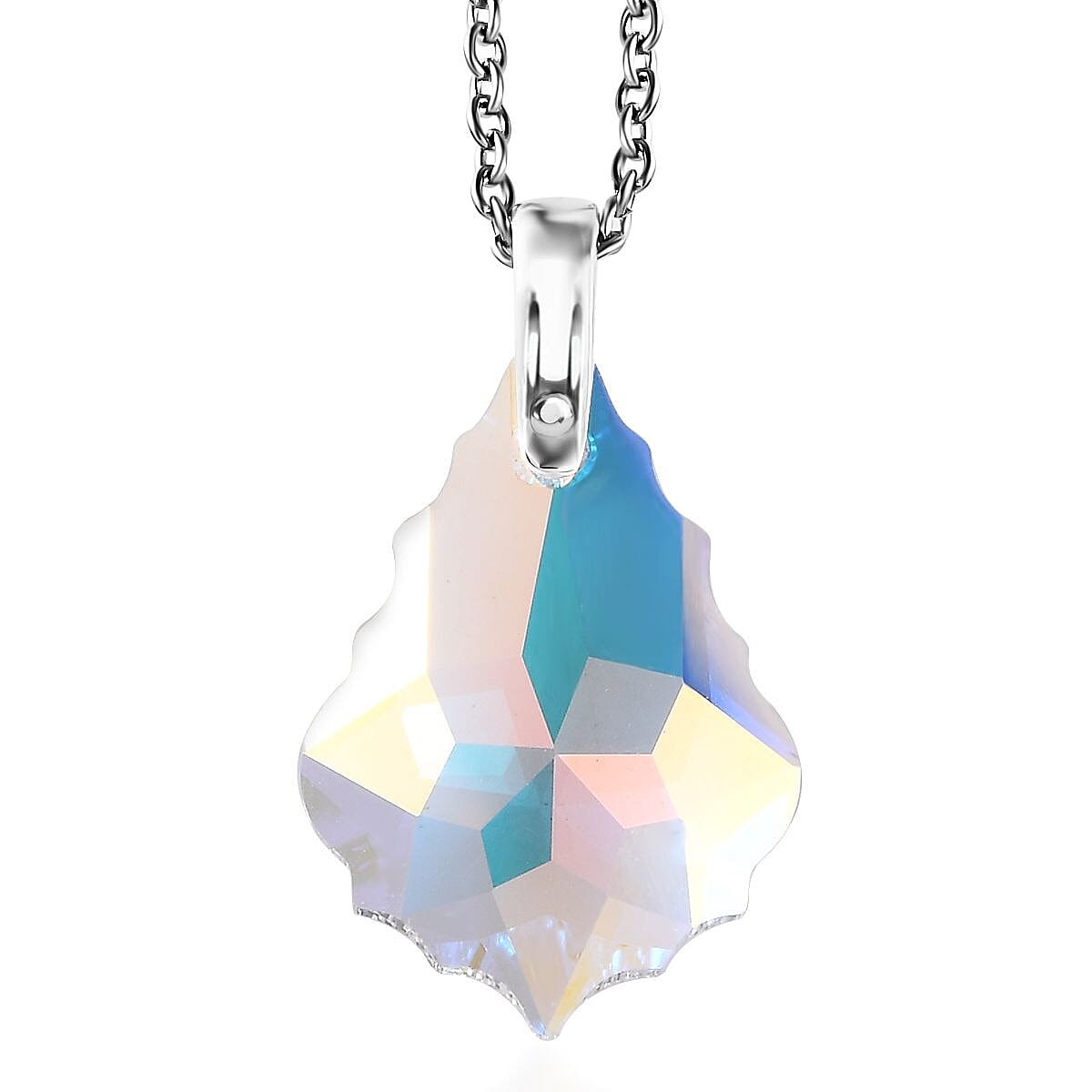 Aurora Borealis Crystal Pendant in Sterling Silver with Stainless Steel Chain 20 Inches image number 4