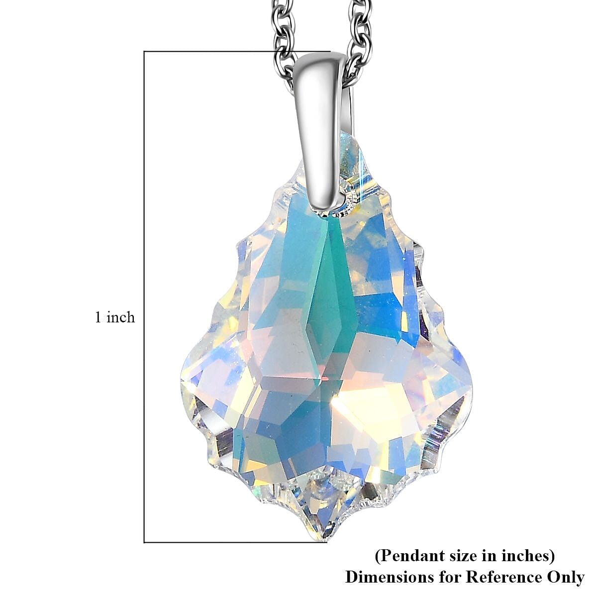 Aurora Borealis Crystal Pendant in Sterling Silver with Stainless Steel Chain 20 Inches image number 5