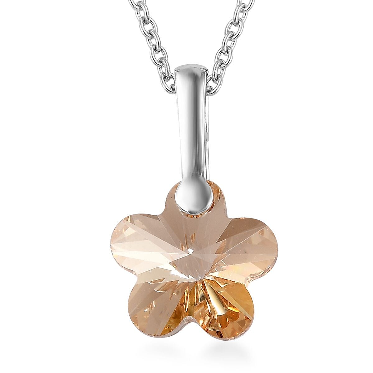 Designer Premium Golden Shadow Color Austrian Crystal Pendant in Sterling Silver with Stainless Steel Necklace 20 Inches image number 0