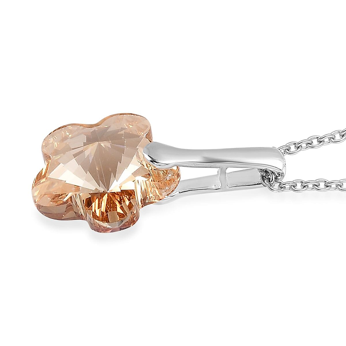 Designer Premium Golden Shadow Color Austrian Crystal Pendant in Sterling Silver with Stainless Steel Necklace 20 Inches image number 3