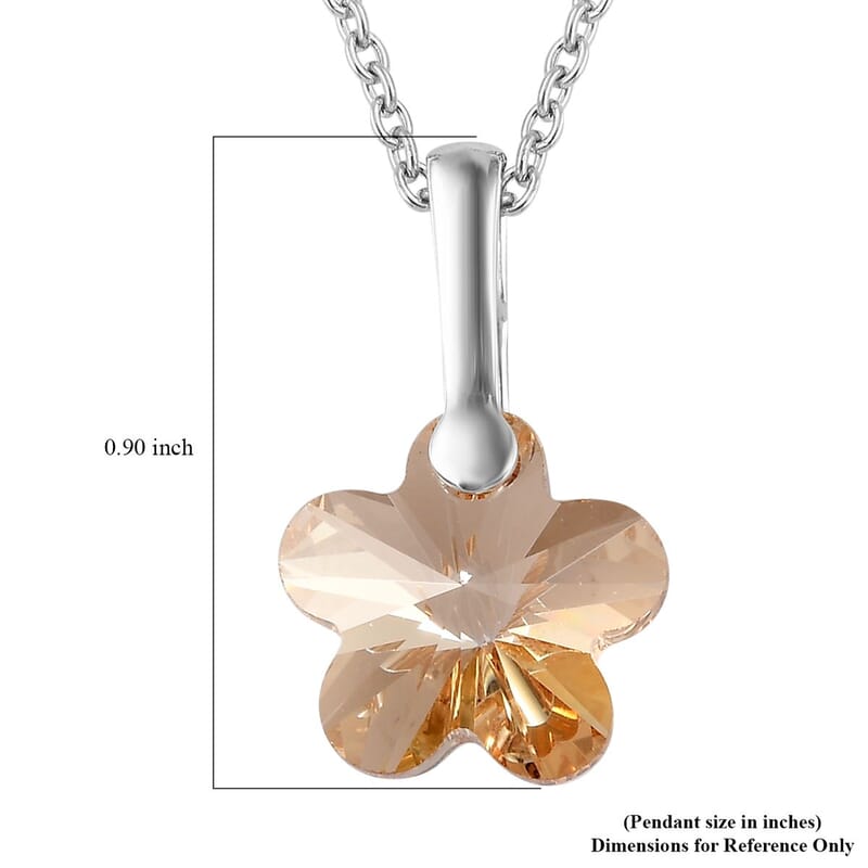 Designer Premium Golden Shadow Color Austrian Crystal Pendant in Sterling Silver with Stainless Steel Necklace 20 Inches