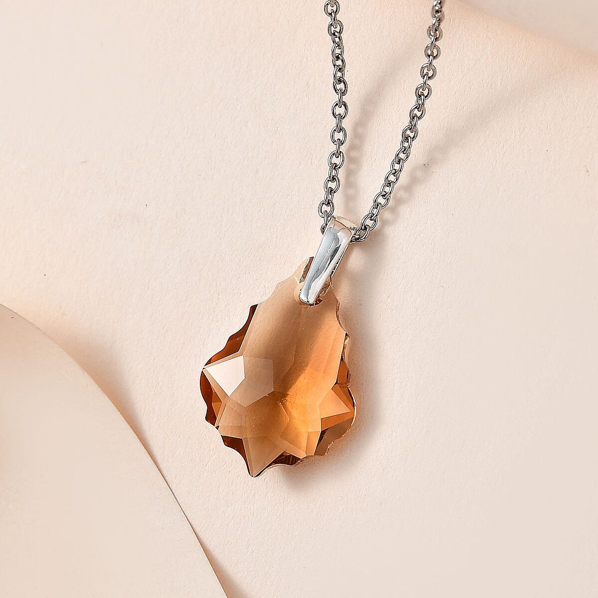 Designer Premium Light Colorado Austrian Crystal Pendant in Sterling Silver with Stainless Steel Necklace 20 Inches image number 1