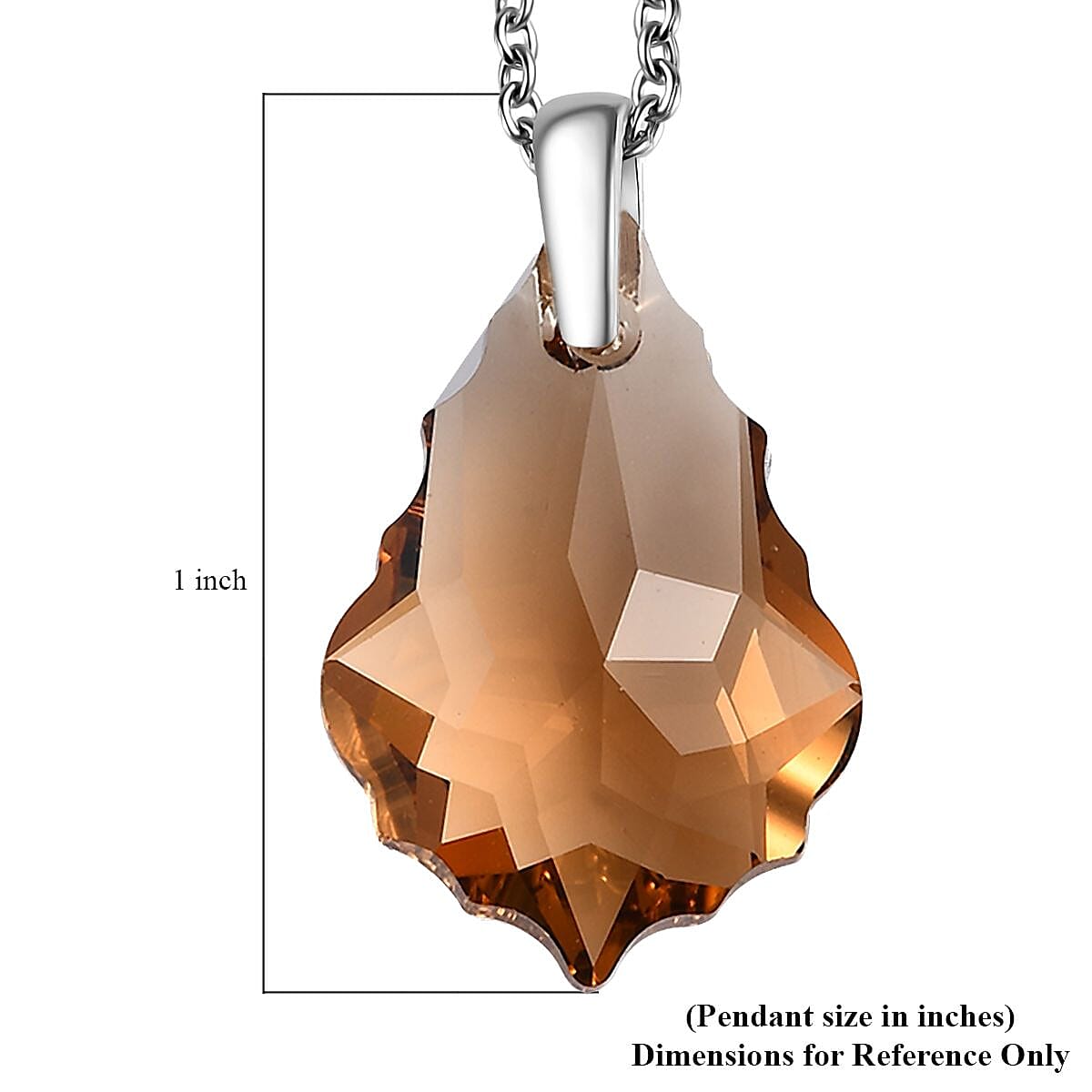 Designer Premium Light Colorado Austrian Crystal Pendant in Sterling Silver with Stainless Steel Necklace 20 Inches image number 5