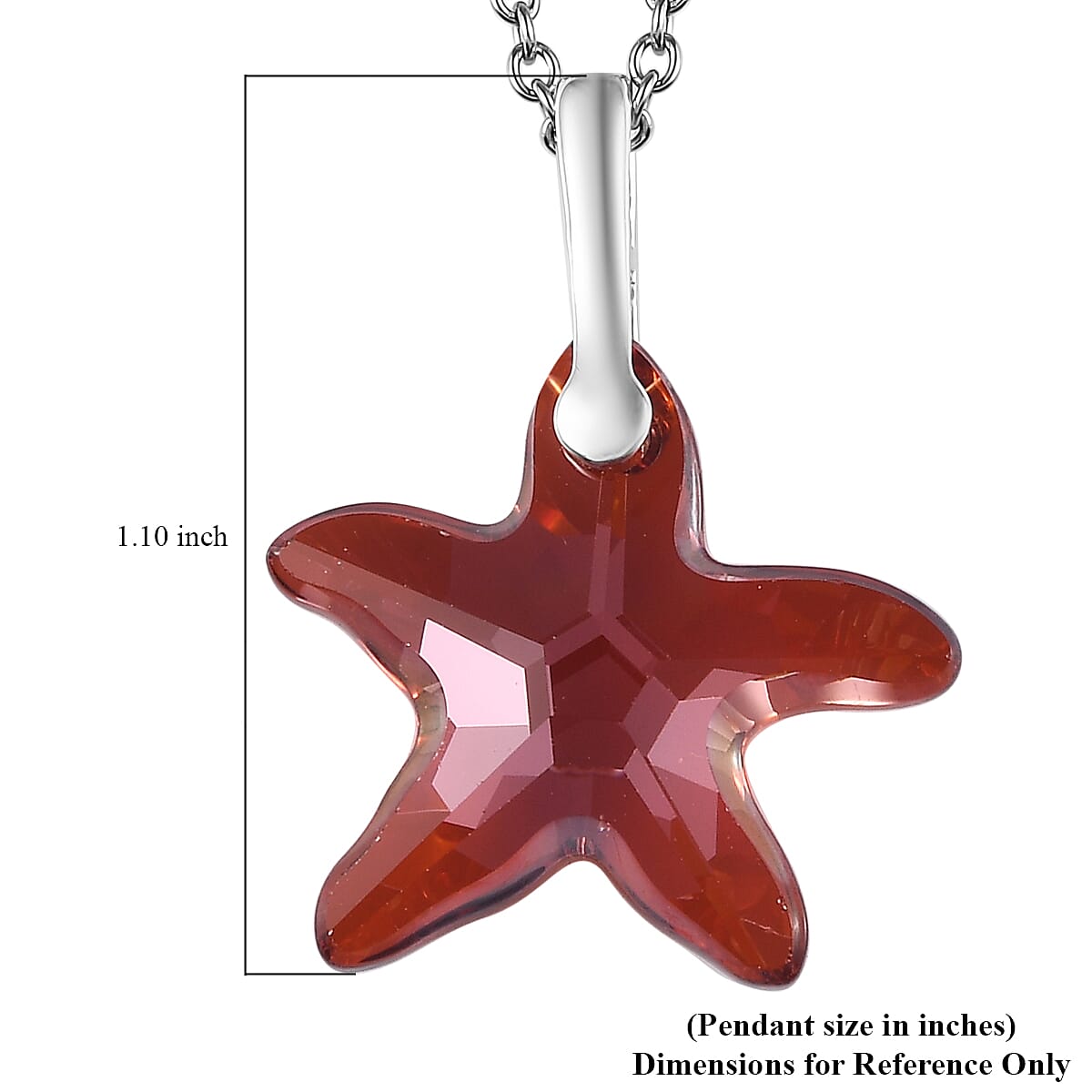 Red Magma Crystal Starfish Pendant in Sterling Silver with Stainless Steel Necklace 20 Inches image number 5