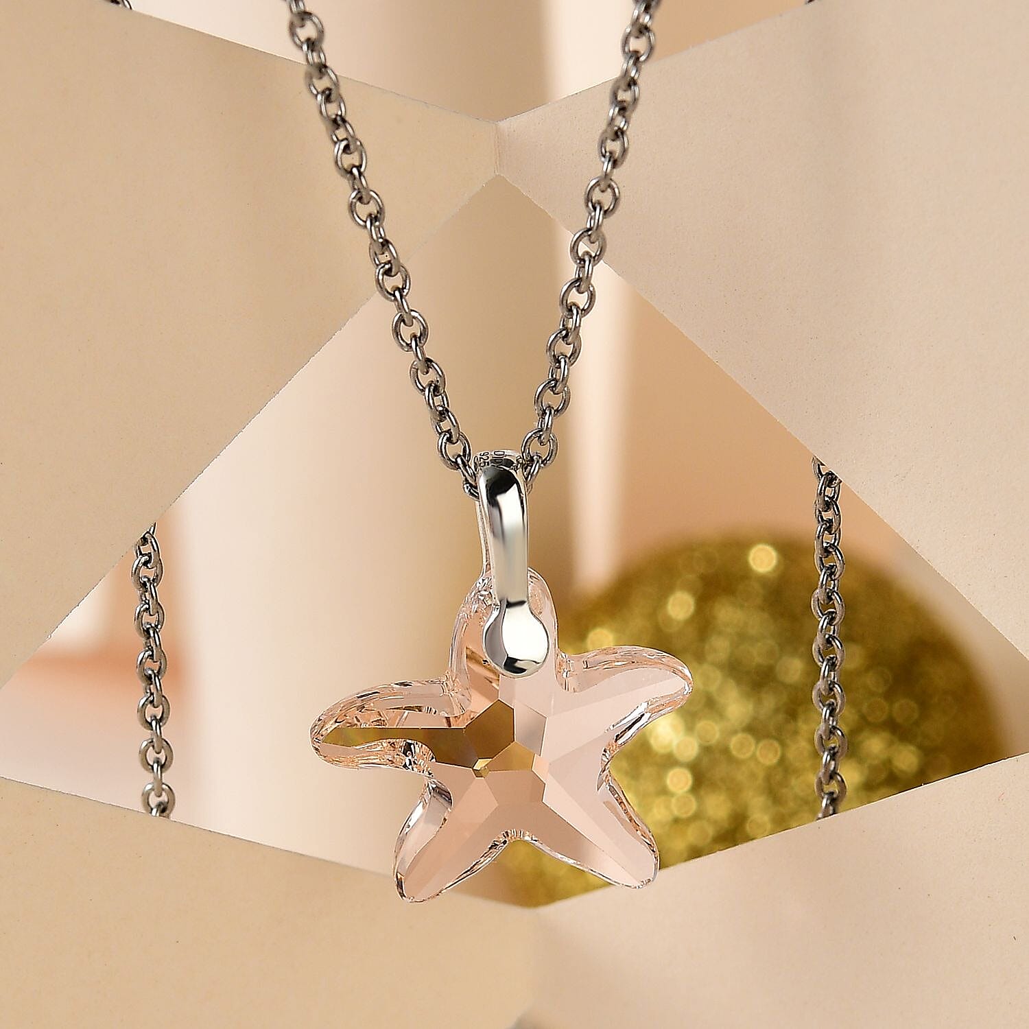 Silk Color Crystal Pendant in Sterling Silver with Stainless Steel Necklace 20 Inches