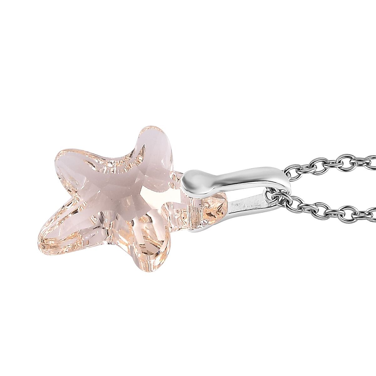 Silk Color Crystal Pendant in Sterling Silver with Stainless Steel Necklace 20 Inches