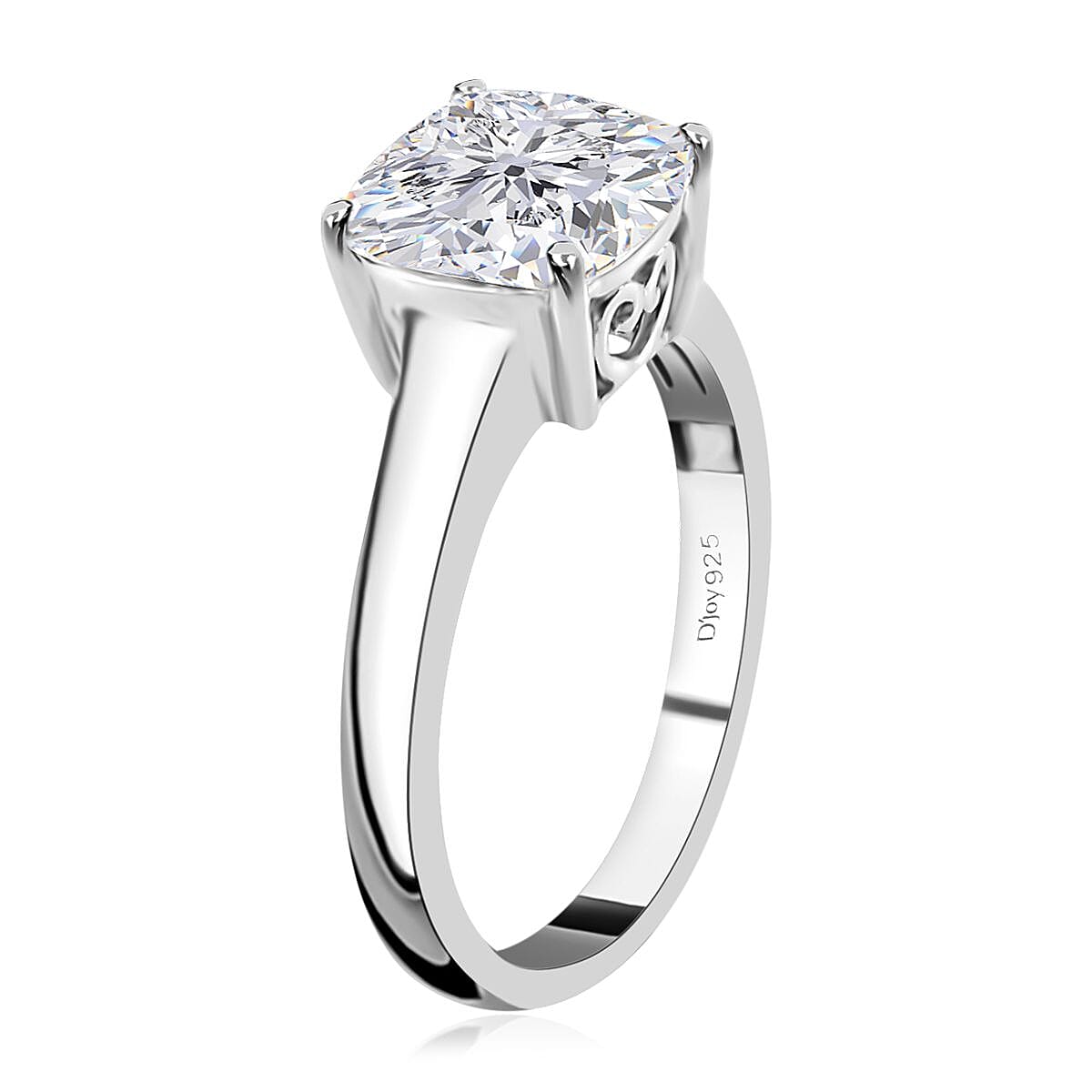 120 Facets Moissanite Solitaire Stud Earrings and Ring (Size 6.0) in Platinum Over Sterling Silver 4.40 ctw