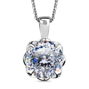 Birds Nest Cut Moissanite Pendant Necklace 20 Inches in Platinum Over Sterling Silver 4.00 ctw