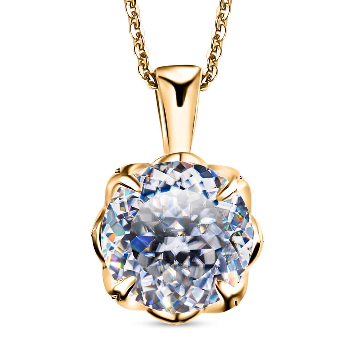 Birds Nest Cut Moissanite 4.00 ctw Pendant Necklace in Vermeil Yellow Gold Over Sterling Silver 20 Inches image number 0