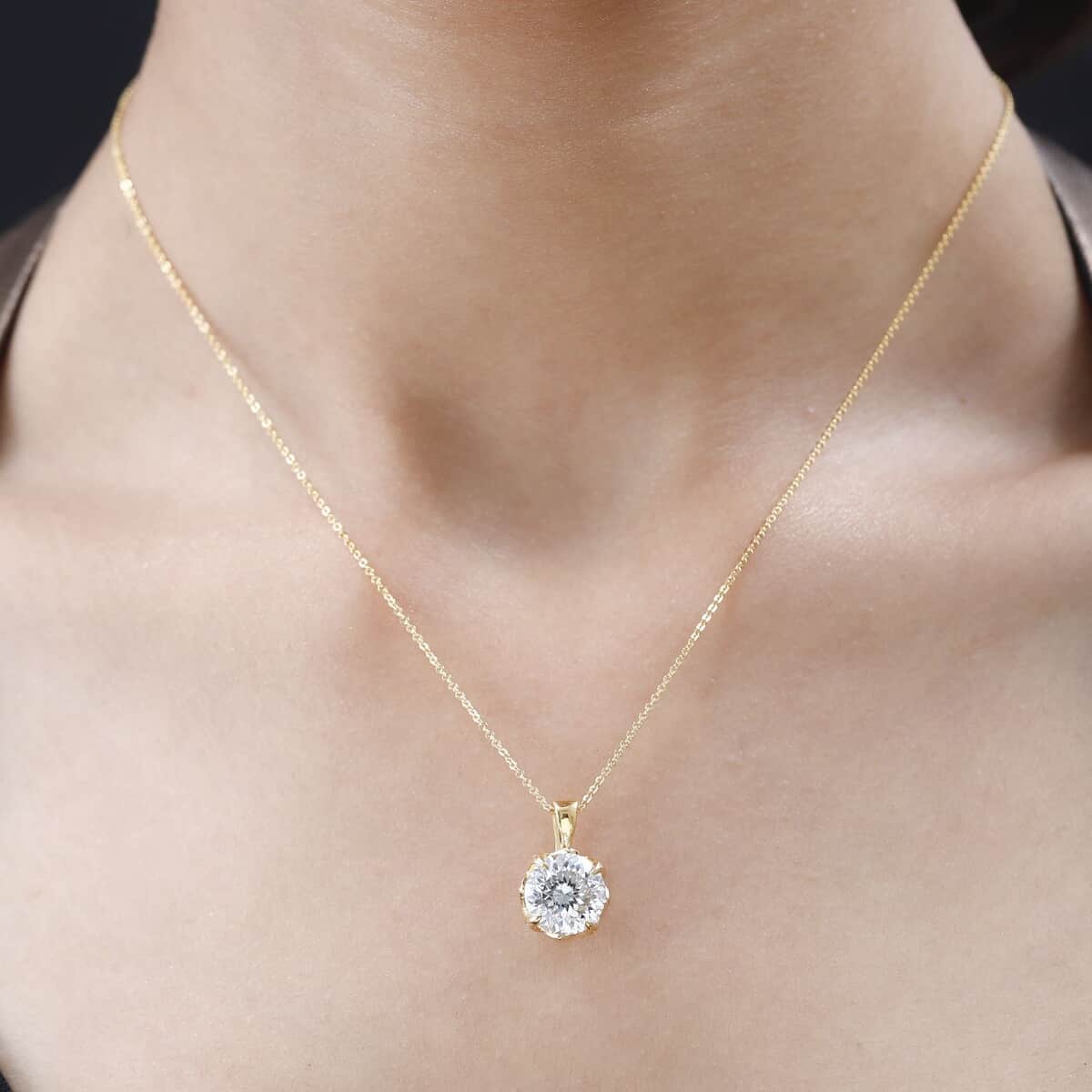 Birds Nest Cut Moissanite 4.00 ctw Pendant Necklace in Vermeil Yellow Gold Over Sterling Silver 20 Inches image number 2