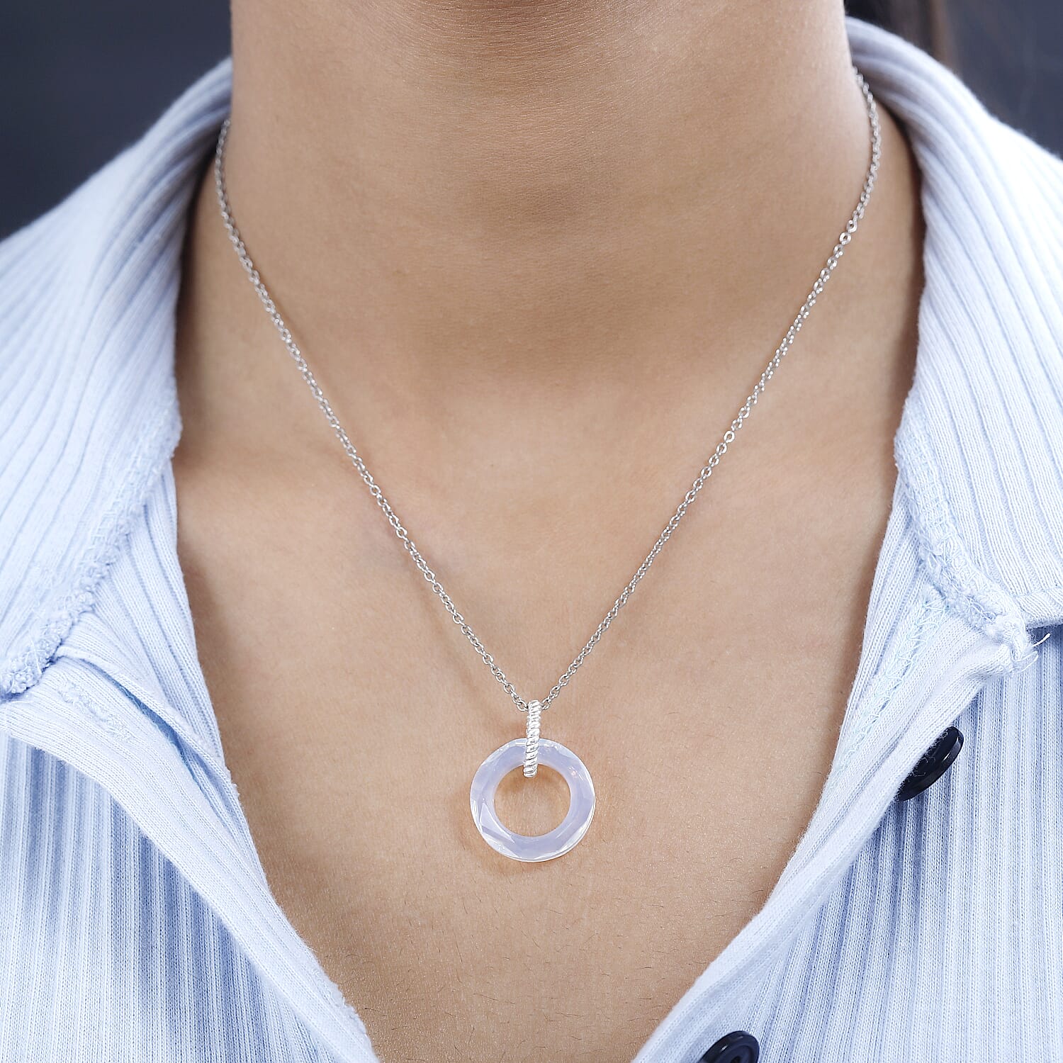 Designer Premium White Opal Color Austrian Crystal Pendant in Sterling Silver with Stainless Steel Necklace 20 Inches