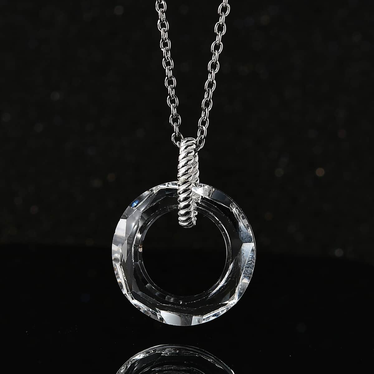 Designer Premium Austrian Crystal Pendant in Sterling Silver with Stainless Steel 20 Inches image number 1