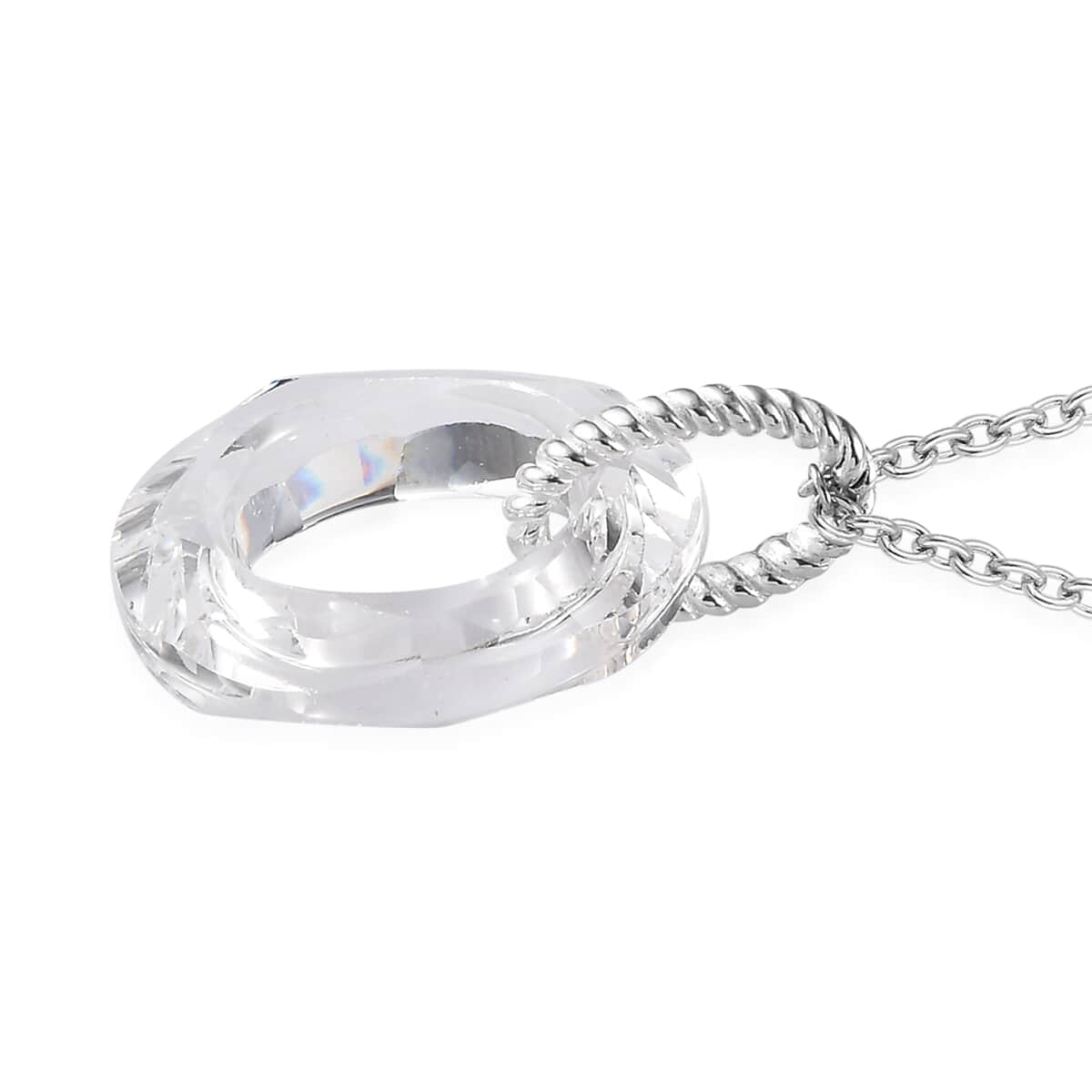 Designer Premium Austrian Crystal Pendant in Sterling Silver with Stainless Steel 20 Inches image number 3