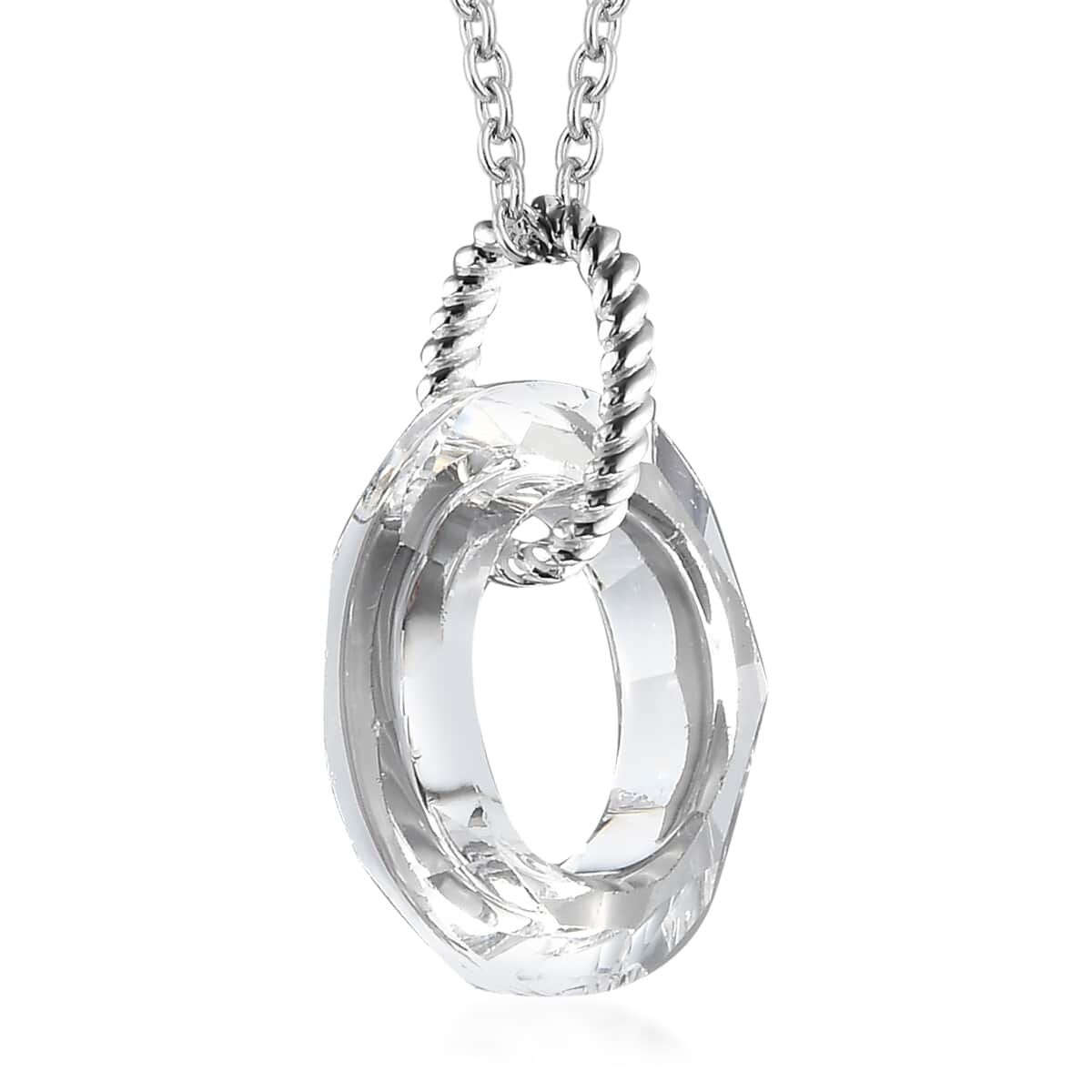 Designer Premium Austrian Crystal Pendant in Sterling Silver with Stainless Steel 20 Inches image number 4