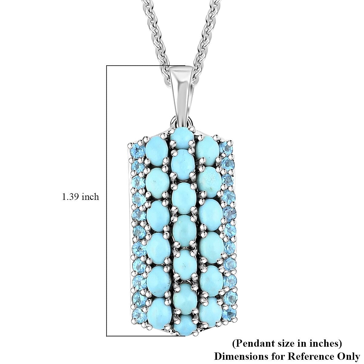 Sleeping Beauty Turquoise and Malgache Neon Apatite 4.15 ctw Pendant Necklace in Platinum Over Sterling Silver 20 Inches
