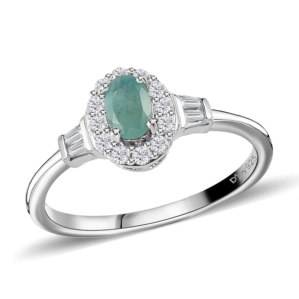 Grandidierite, White Zircon Halo Ring (Size 5.0) and Pendant Necklace 20 Inches in Platinum Over Sterling Silver 1.75 ctw