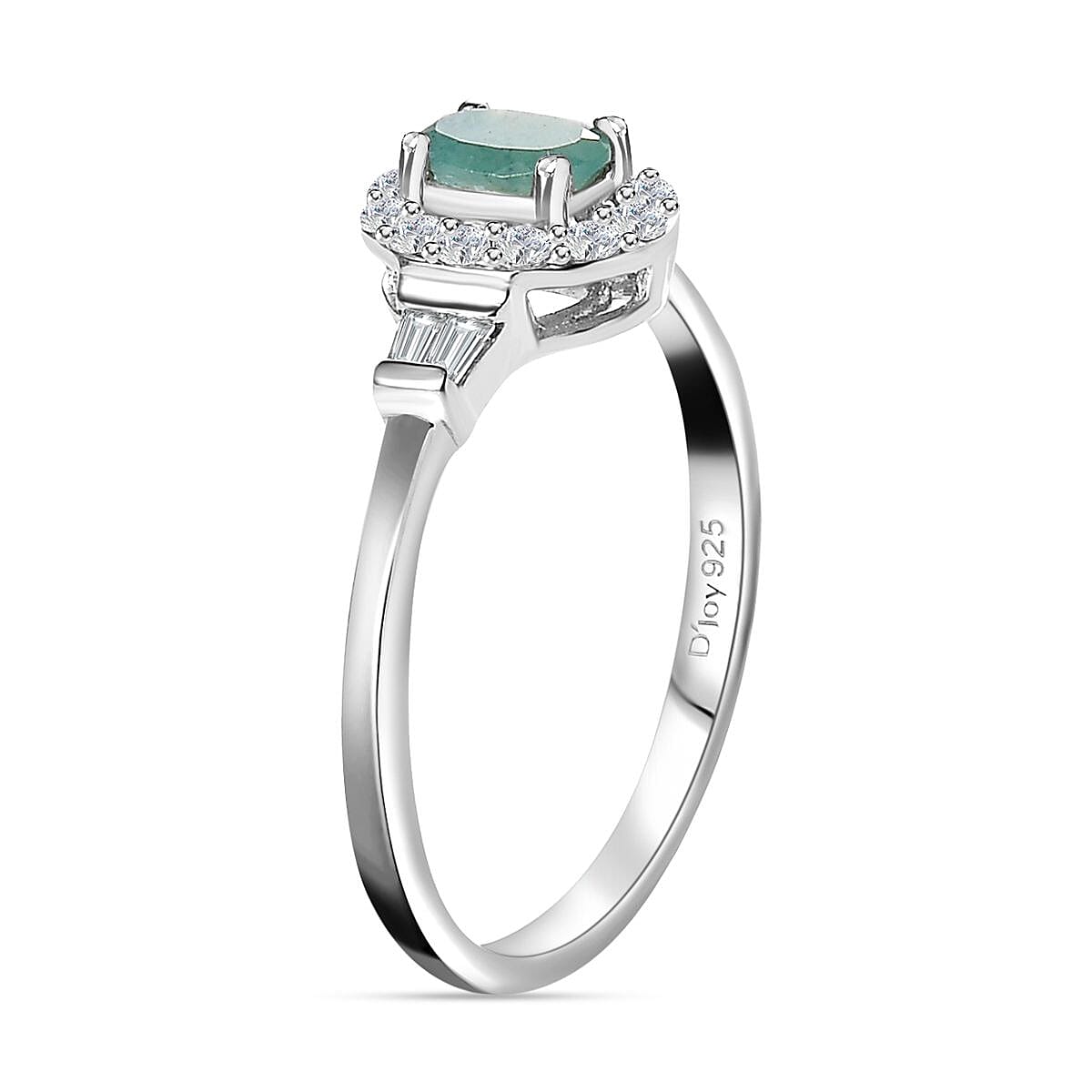 Grandidierite, White Zircon Halo Ring (Size 5.0) and Pendant Necklace 20 Inches in Platinum Over Sterling Silver 1.75 ctw