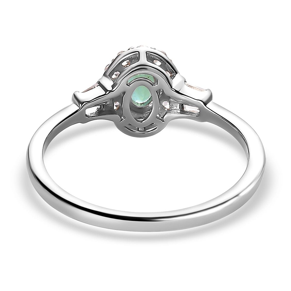 Grandidierite, White Zircon Halo Ring (Size 5.0) and Pendant Necklace 20 Inches in Platinum Over Sterling Silver 1.75 ctw