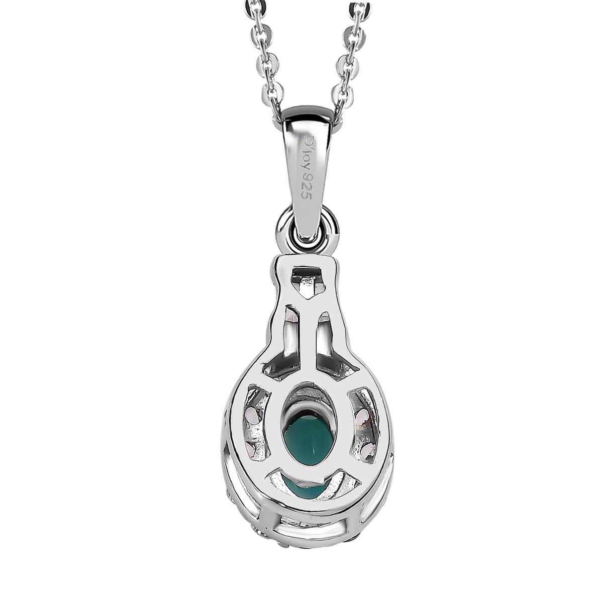 Grandidierite, White Zircon Halo Ring (Size 5.0) and Pendant Necklace 20 Inches in Platinum Over Sterling Silver 1.75 ctw image number 8