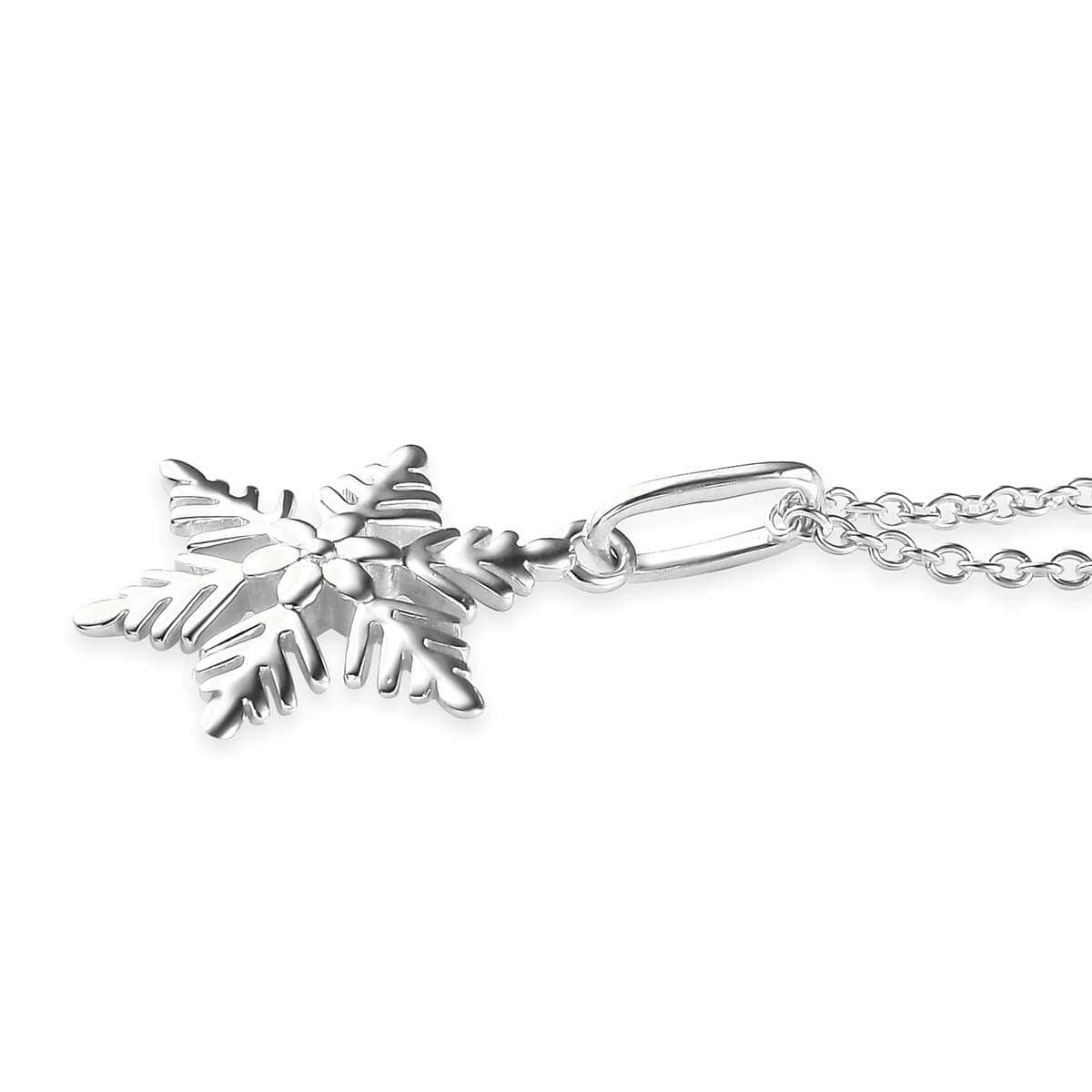 Snowflake Pendant in Sterling Silver with Stainless Steel Necklace (20 Inches) image number 3