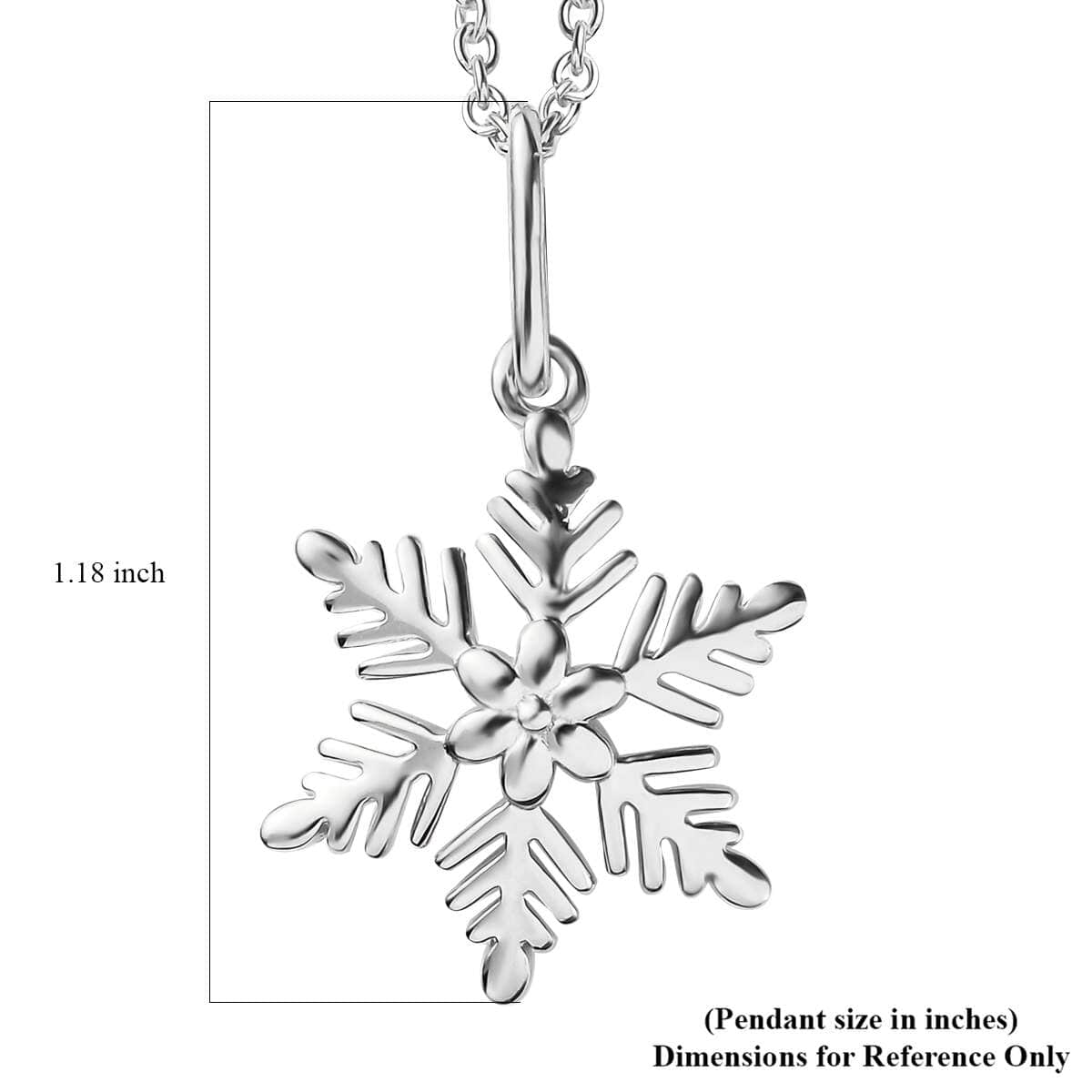 Snowflake Pendant in Sterling Silver with Stainless Steel Necklace (20 Inches) image number 6