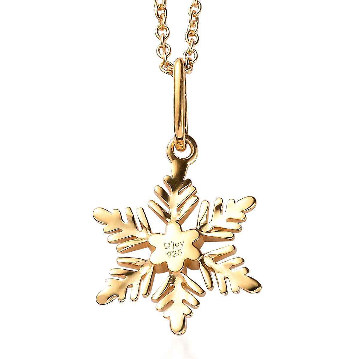 14K Yellow Gold Over Sterling Silver Snowflake Pendant with ION Plated YG Stainless Steel Necklace 20 Inches image number 4