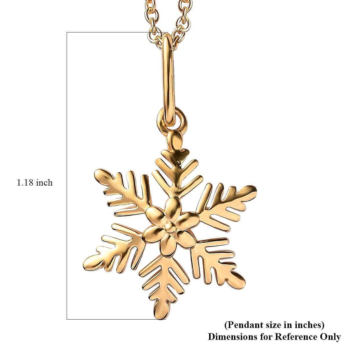 14K Yellow Gold Over Sterling Silver Snowflake Pendant with ION Plated YG Stainless Steel Necklace 20 Inches image number 6