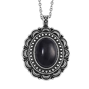 Shungite 20.00 ctw Pendant in ION Plated Copper with Stainless Steel Necklace 20 Inches