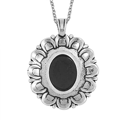 Shungite 20.00 ctw Pendant in ION Plated Copper with Stainless Steel Necklace 20 Inches