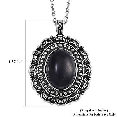 Shungite 20.00 ctw Pendant in ION Plated Copper with Stainless Steel Necklace 20 Inches