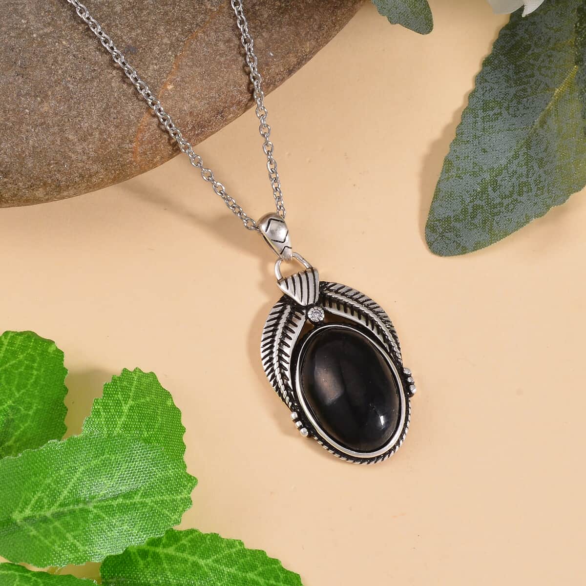 Shungite 10.00 ctw Pendant in ION Plated Copper with Stainless Steel Necklace 20 Inches image number 1