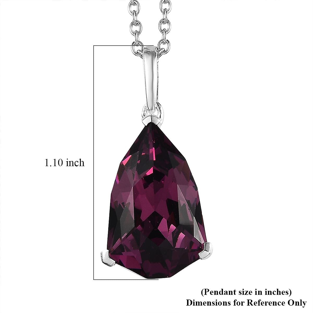 Designer Premium Foilback Amethyst Color Austrian Crystal Pendant in Sterling Silver with Stainless Steel Necklace 20 Inches