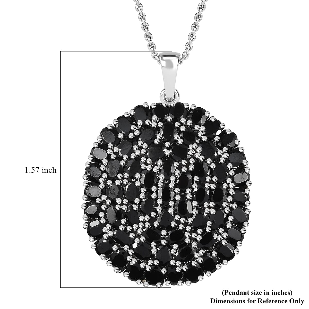 Thai Black Spinel 13.50 ctw Floral Pendant in Platinum Over Copper with Stainless Steel Necklace 20 Inches image number 5