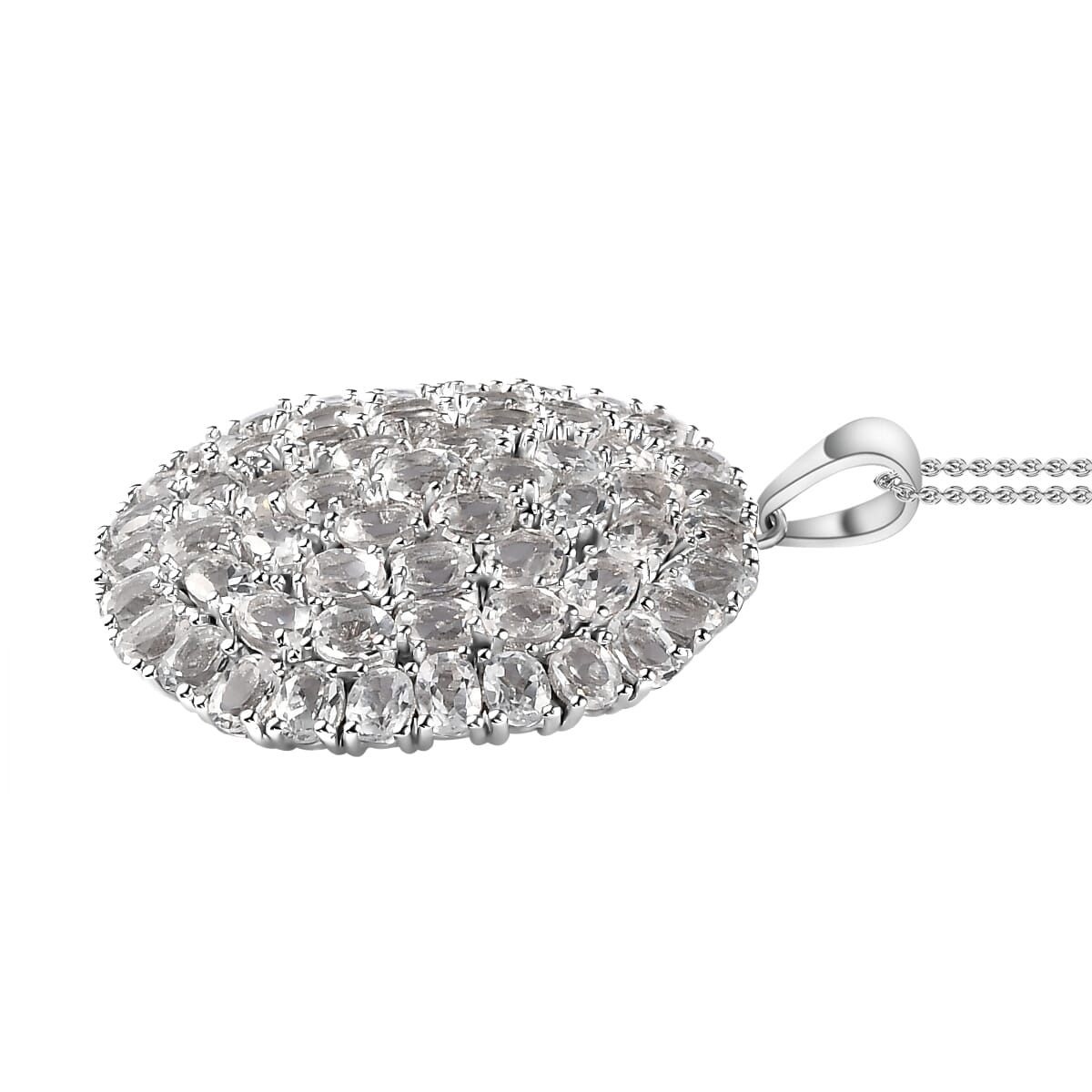 White Topaz 14.15 ctw Floral Pendant in Platinum Over Copper with Stainless Steel Necklace 20 Inches image number 3