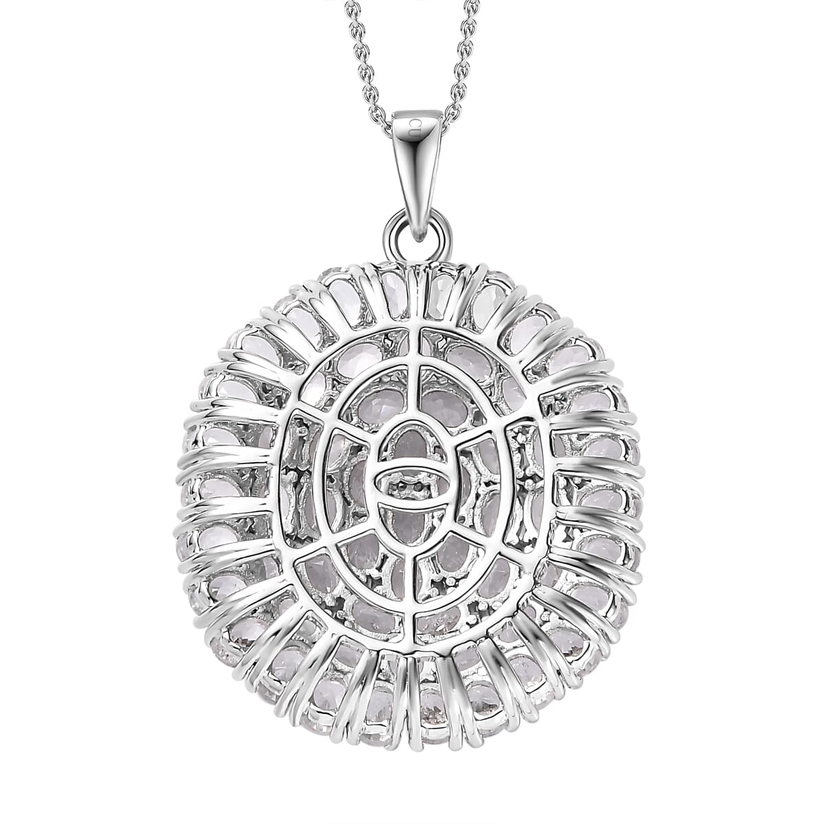 White Topaz 14.15 ctw Floral Pendant in Platinum Over Copper with Stainless Steel Necklace 20 Inches image number 4