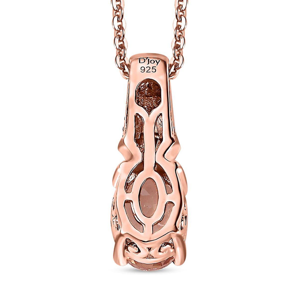 Premium Pink Morganite, Natural Champagne and White Diamond Pendant Necklace 20 Inches in Vermeil Rose Gold Over Sterling Silver 1.35 ctw