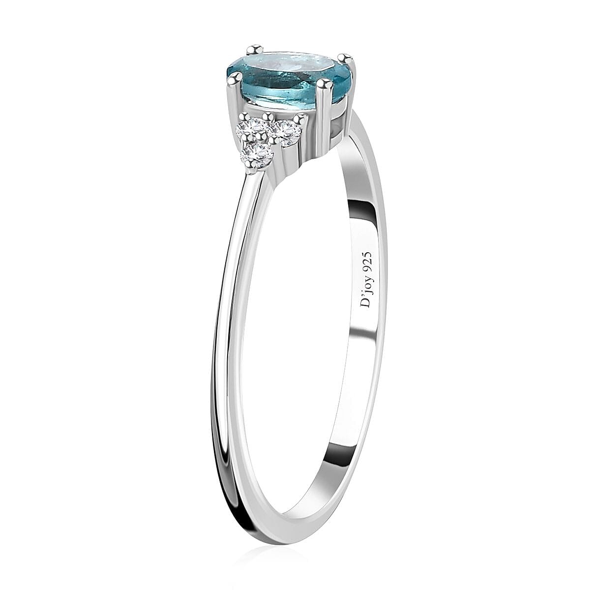 Madagascar Paraiba Apatite, Moissanite Ring (Size 5.0) and Pendant Necklace 20 Inches in Platinum Over Sterling Silver 1.15 ctw