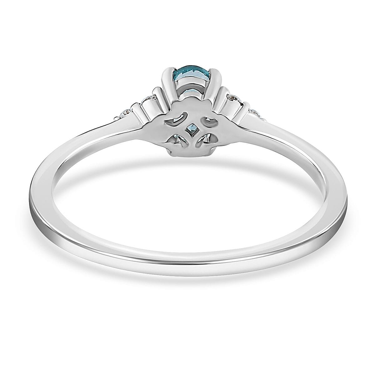 Madagascar Paraiba Apatite, Moissanite Ring (Size 5.0) and Pendant Necklace 20 Inches in Platinum Over Sterling Silver 1.15 ctw