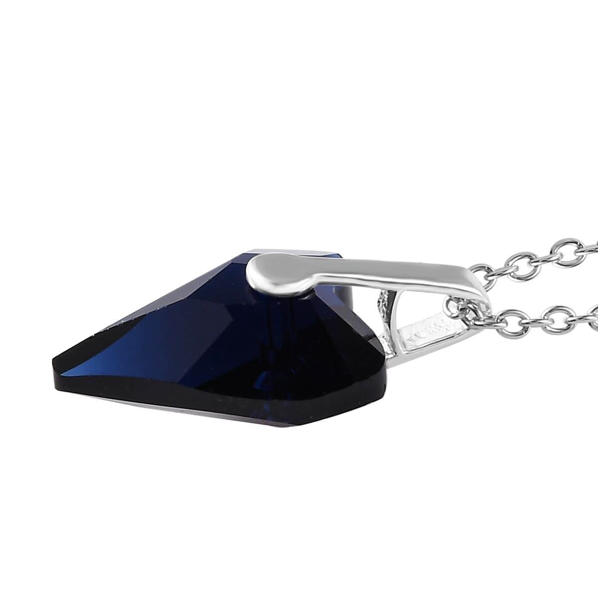 Designer Premium Dark Indigo Austrian Crystal Heart Pendant in Sterling Silver with Stainless Steel Chain 20 Inches image number 3