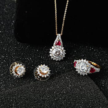 Moissanite & Niassa Ruby in YG Vermeil / 6 - Product card gallery slide 2 (10176580256057)