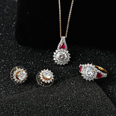 Moissanite & Niassa Ruby in YG Vermeil / 6 - Product card gallery slide 2 (10176580256057)