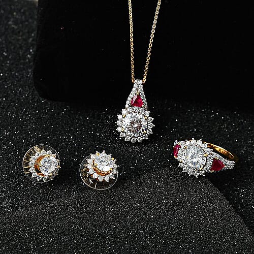 Moissanite & Niassa Ruby in YG Vermeil / 6 - Product card gallery slide 2 (10176580256057)
