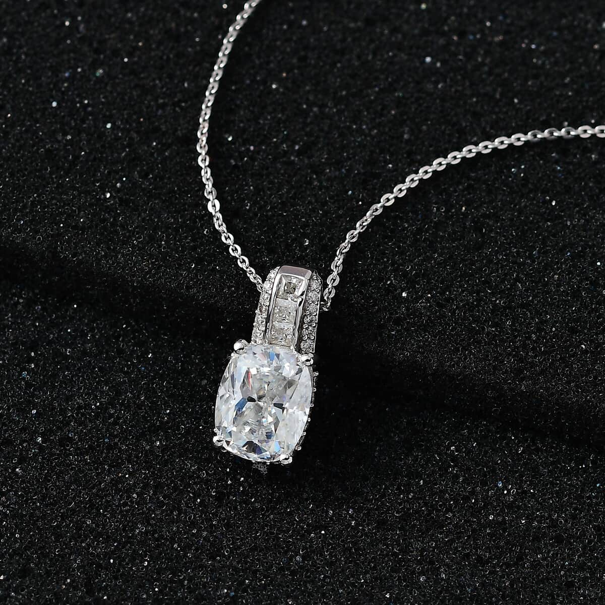 Moissanite Pendant Necklace 20 Inches in Platinum Over Sterling Silver 3.85 ctw image number 1