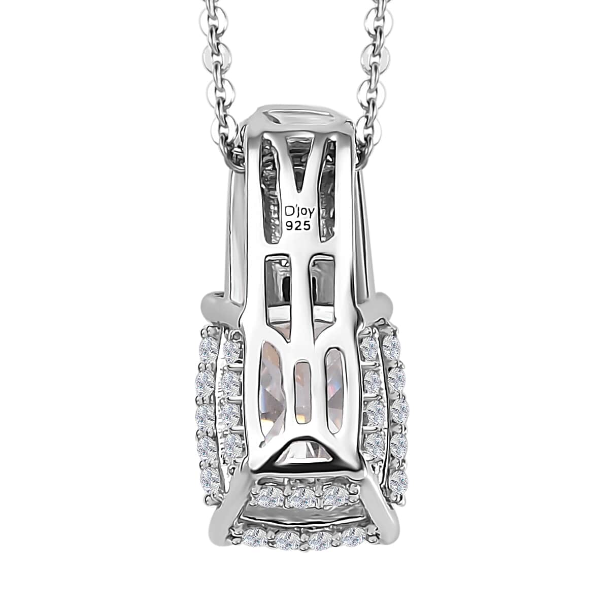 TLV Moissanite (Cush 10x8 mm) Pendant Necklace (20 Inches) in Platinum Over Sterling Silver 3.85 ctw image number 4