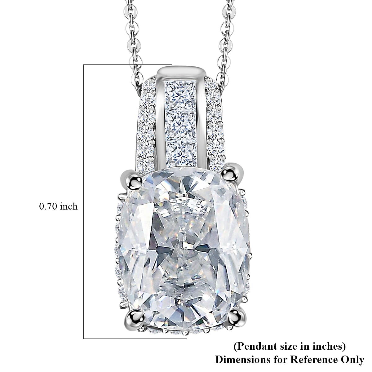 Moissanite Pendant Necklace 20 Inches in Platinum Over Sterling Silver 3.85 ctw