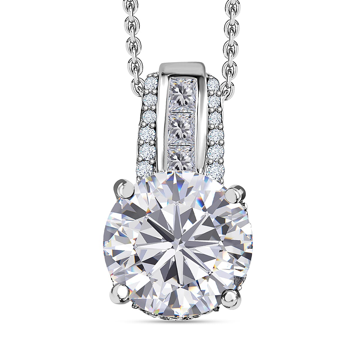 Moissanite 3.00 ctw Pendant Necklace in Platinum Over Sterling Silver 20 Inches image number 0