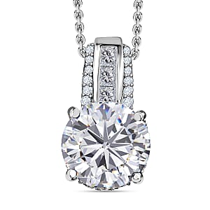 Moissanite 3.00 ctw Pendant Necklace in Platinum Over Sterling Silver 20 Inches
