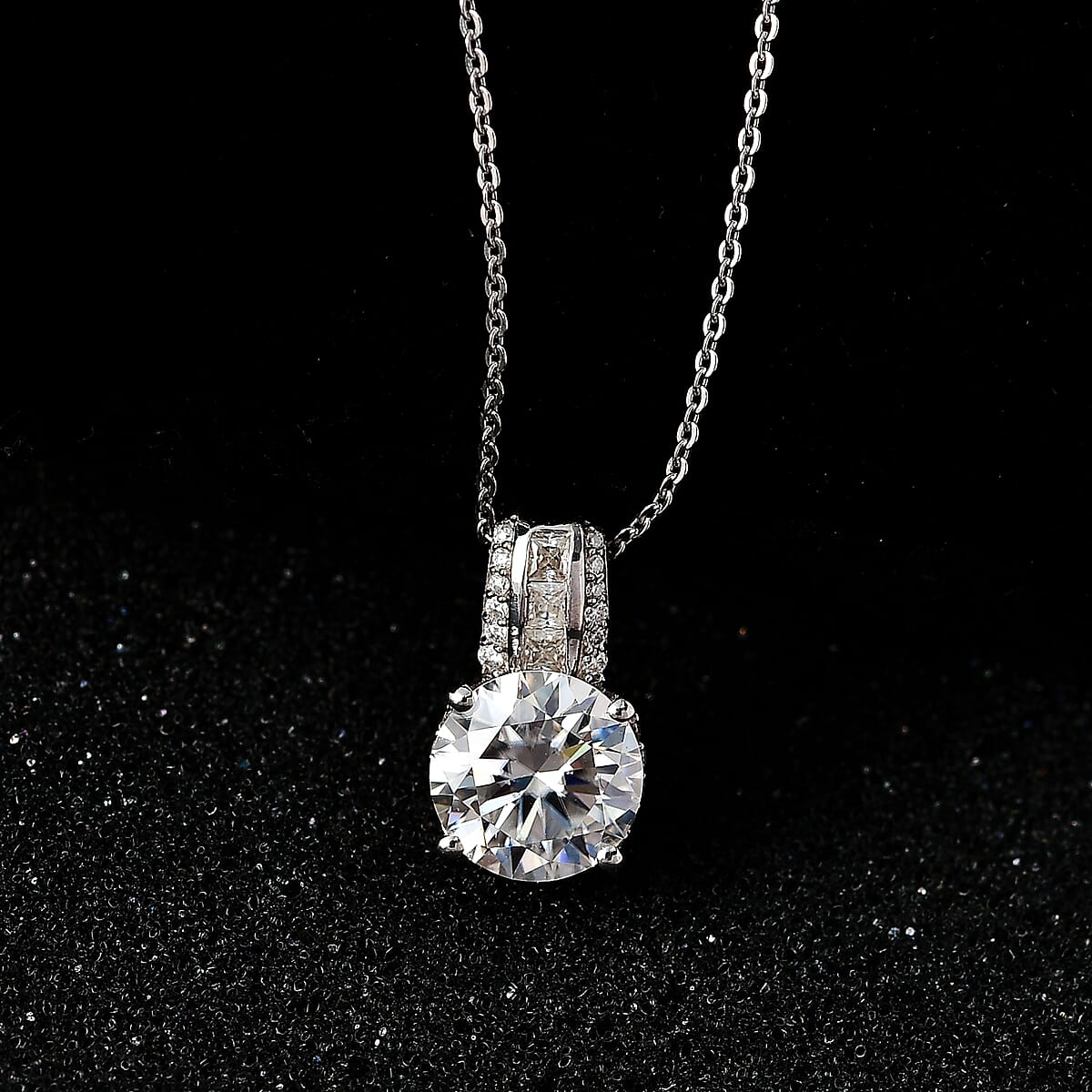 Moissanite 3.00 ctw Pendant Necklace in Platinum Over Sterling Silver 20 Inches image number 1